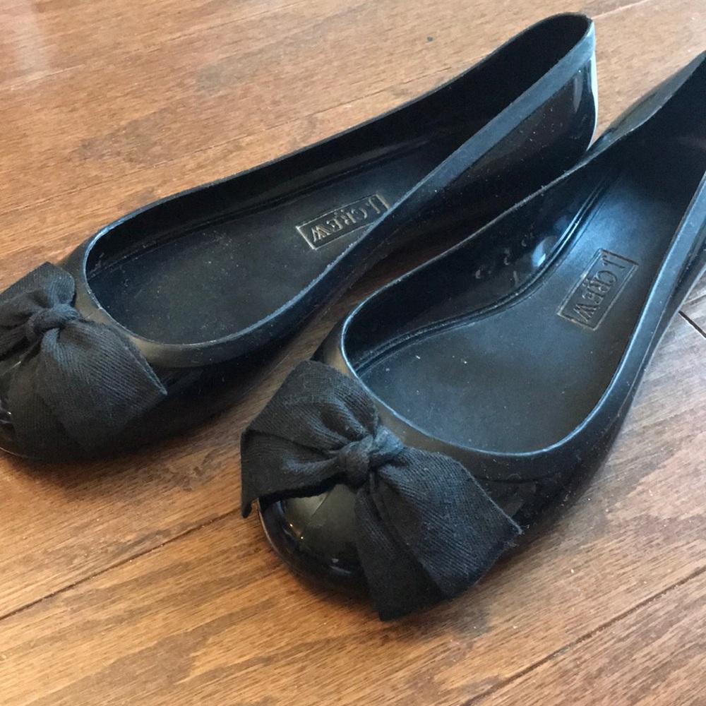 JCREW Black Jelly Flats SZ 6